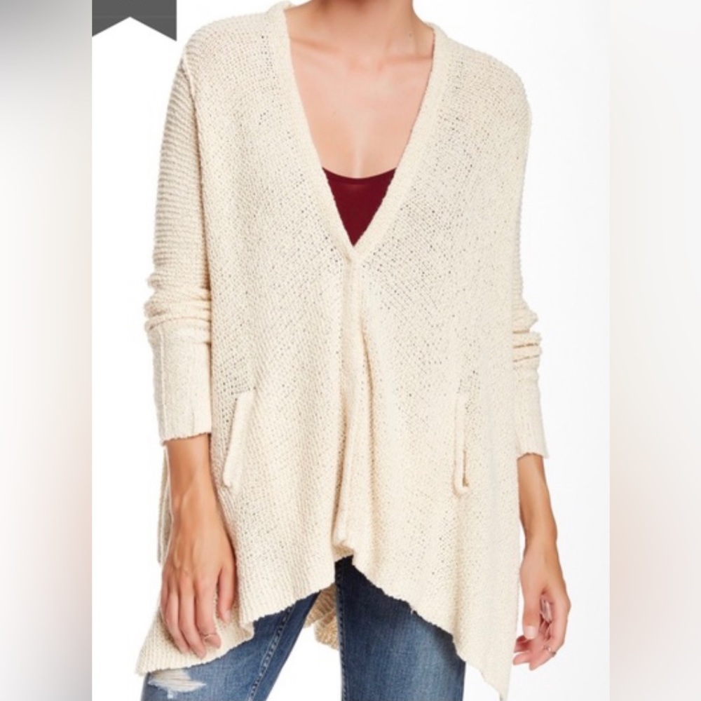 FREE PEOPLE neutral tan lightweight snap close Cardigan with pockets size XS